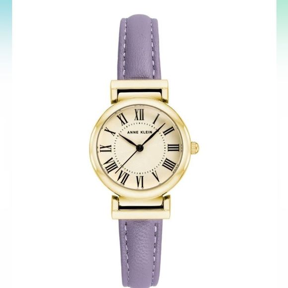 Anne Klein Accessories - Anne Klein Women's Round Cream Dial Gold Plated Watch with Lavender Leather Band